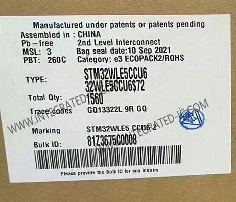 STM32WLE5CCU6 256 KB Flash Transceiver RF IC 48-UFQFN Montaż powierzchniowy