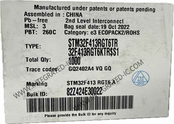 Mikrokontroler MCU STM32F413RGT6 Wbudowane mikrokontrolery Pakiet 64-LQFP