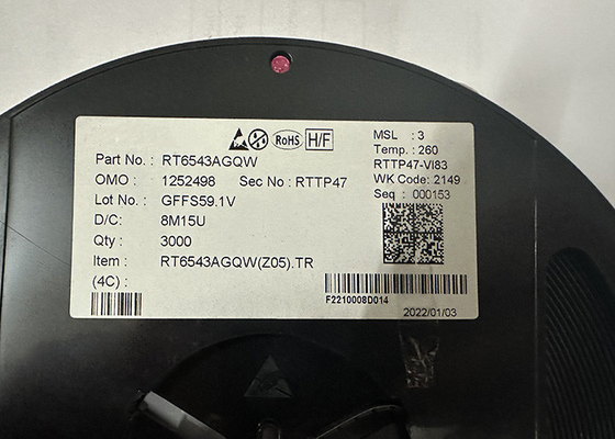 Chip zintegrowanego obwodu RT6543AGQW Wysokiej wydajności jednoosobowy sterownik PWM Buck Synchronous