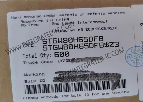 STGW80H65DFB Integrated Circuit Chip Trench Gate Field-Stop 650V 80A Duża prędkość HB Series IGBT Transistory